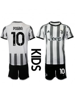 Juventus Paul Pogba #10 Heimtrikotsatz für Kinder 2022-23 Kurzarm (+ Kurze Hosen)